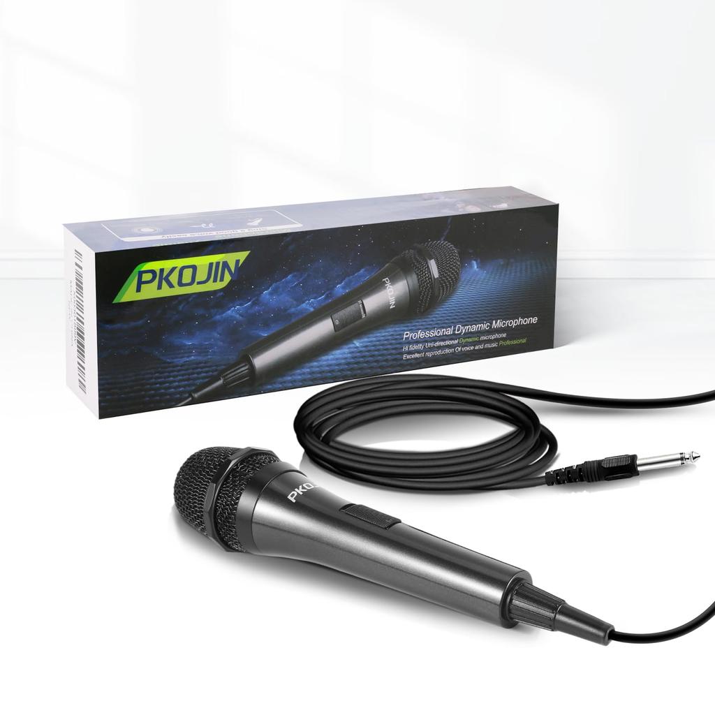 PKOJIN Dynamic Karaoke Vocal Wired Microphone for Handheld Microphone with Speaker Microphone with Switch Microphone, Karaoke, 10-Foot Cable, ON/OFF