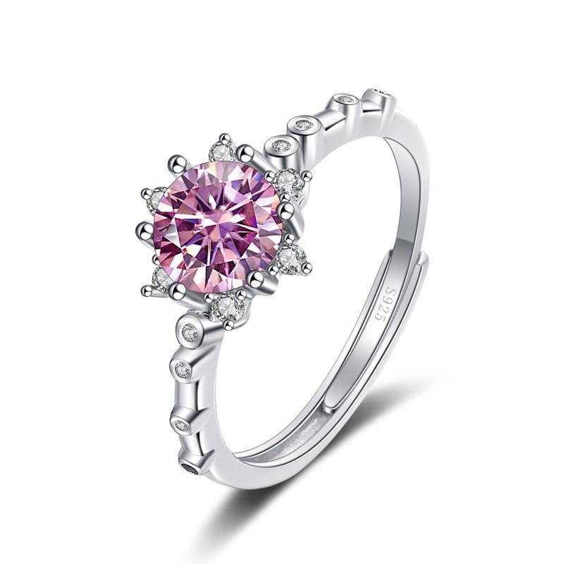 Bague Ringen Snowflake Rings 1 Carat Colored Moissanite Ring For Women Christmas Gift Romantic Winter Sterling Silver 925 Jewelry