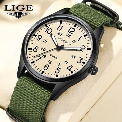 Outdoor Herrenuhr Nylonarmband Sport Wasserdicht Herren Quarz Uhr