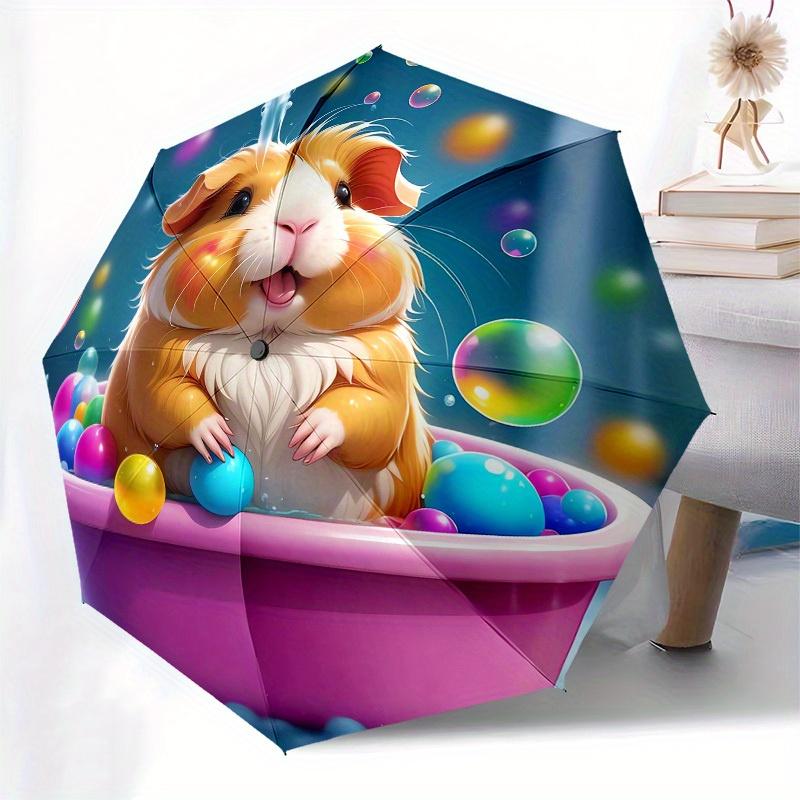 1pc Cute Guinea Pig Bath Time Umbrella with Plastic Handle,Suitable for All Seasons Home Travel Outdoor UmbrellaM1183