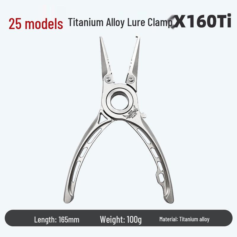 Titanium Gold Edition Multifunctional Pliers: 25 Models Pig Bait Lure, PE Line Scissors, Hook Remover, Precision Forged Split Ring Opener.