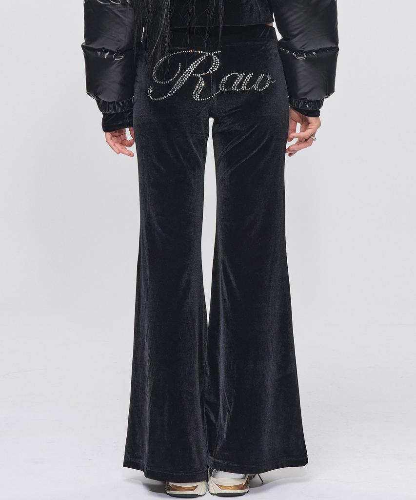 RAWMANTICS Logo Cubic Velvet Slim Bootcut Black