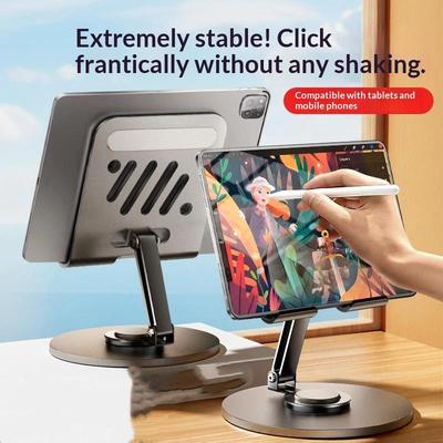 360 Tablet Desk Mobile Phone Holder Stand Foldable Lazy Bracket Adjustable Alloy Aluminum Desktop Mount For Phone Pad