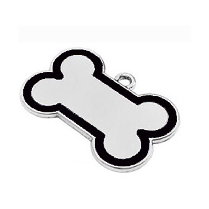 Medium Bone Zinc Alloy Dog Tag: Engravable Pet Collar Charm
