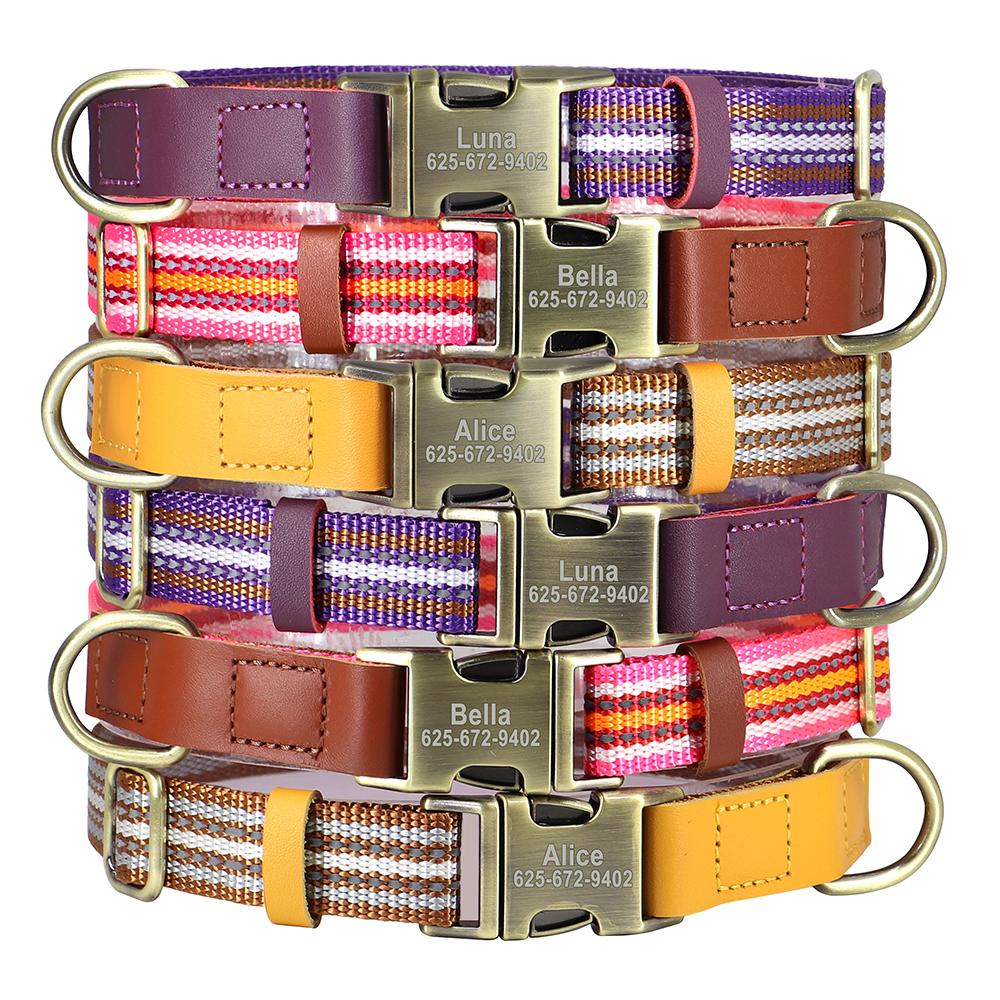 

Personalized Dog ID Collar PU Leather Dogs Buckle Collars Soft Padded Pet ID Collar For Small Medium Large Dogs Pitbull Bulldog S коричневый