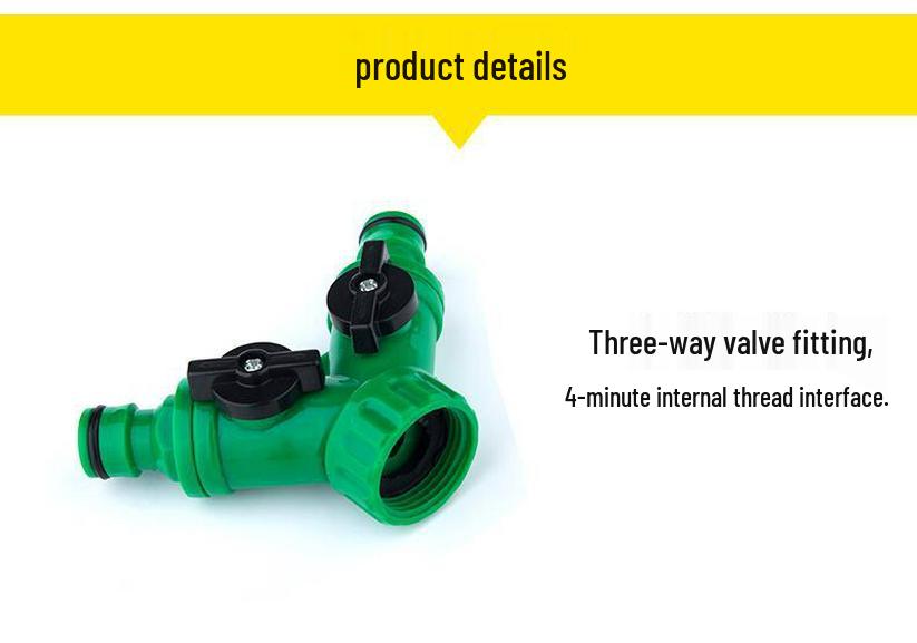 Three-Way Y-Type Ball Valve Faucet Splitter with Double Nipple Connector