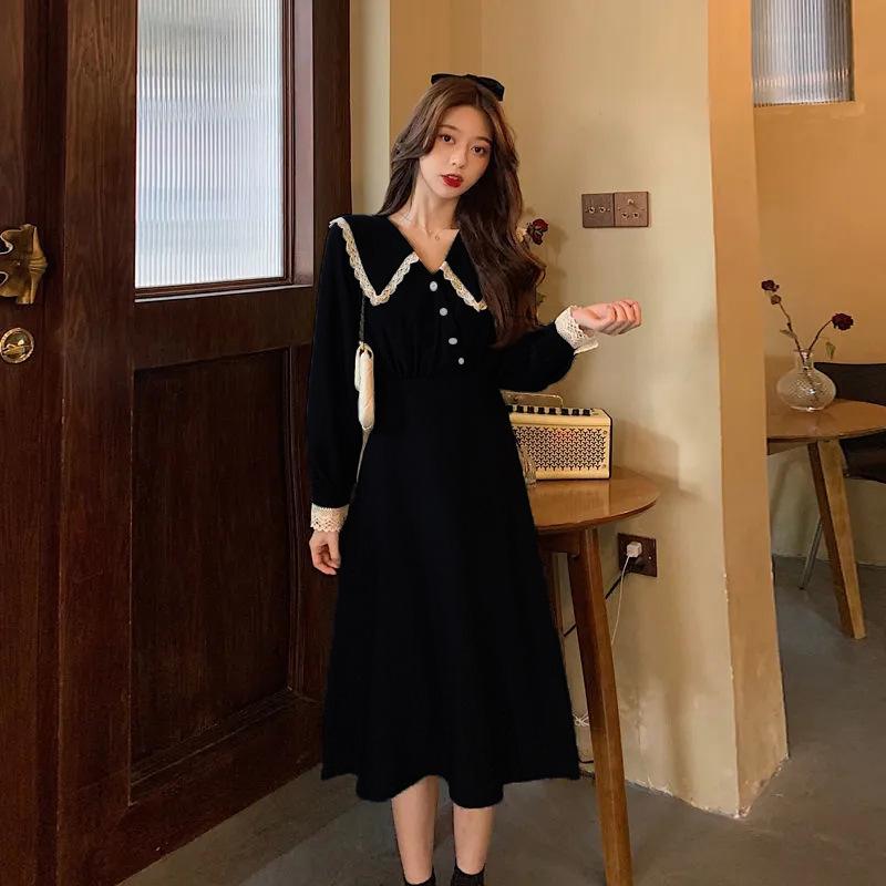 2024 Spring Retro French Slimming Long Sleeve Dress for Women