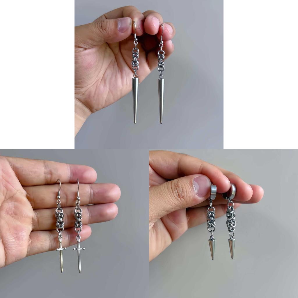 Punk Spike Necklace With Cross Chain For Unisex Party Wear