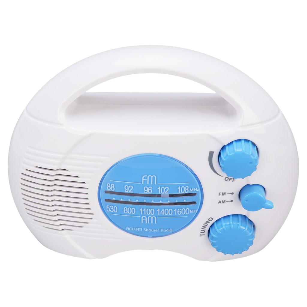 Shower Radio Water Proof Adjustable Volume AM FM Bathroom Radio Portable Easy Tuning Blue
