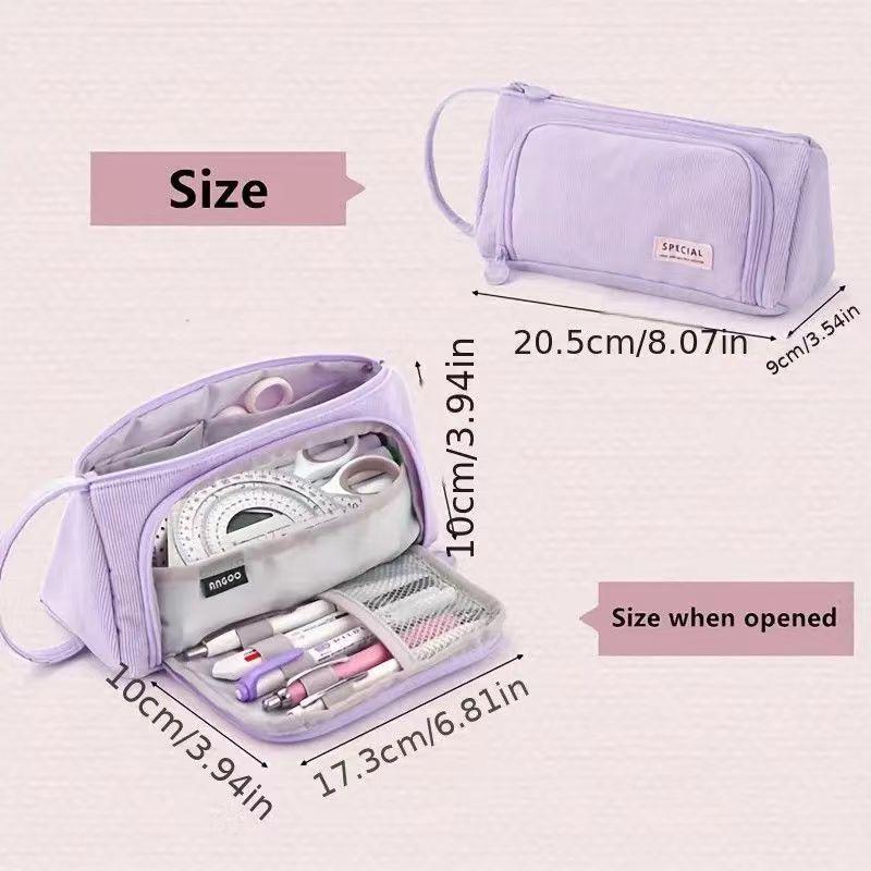 Kawaii Cute Multi-Layer Pencil Case Bag Large Capacity Pen Storage School Stationery Supplies Pencil Box for Students