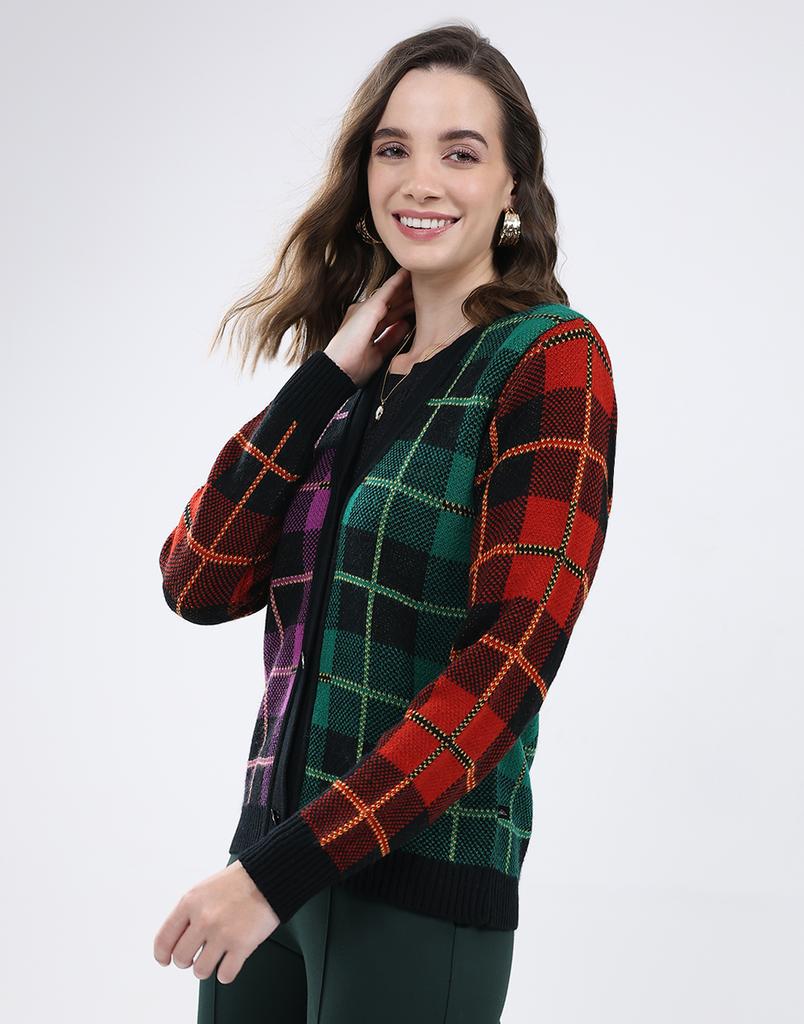 MONTE CARLO Women's V Neck Full Sleeve Cardigan