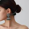 Bohemian Exotic Rhinestone Tassel Necklace & Earrings Set In Antiqued Alloy