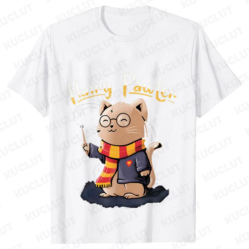 Cute Potter Cats Women T-Shirt Fashion Plus Size Unisex Tshirt Harajuku Short Sleeve Top Tees O Neck Mother Gift Female Clothing