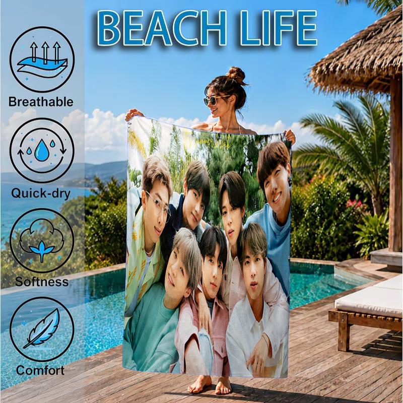 kpop Group Portrait Beach Towel, Microfiber Beach Towel, Perfect For Pool, Beach, Travel, Home Decor Beach Party Fan gifts