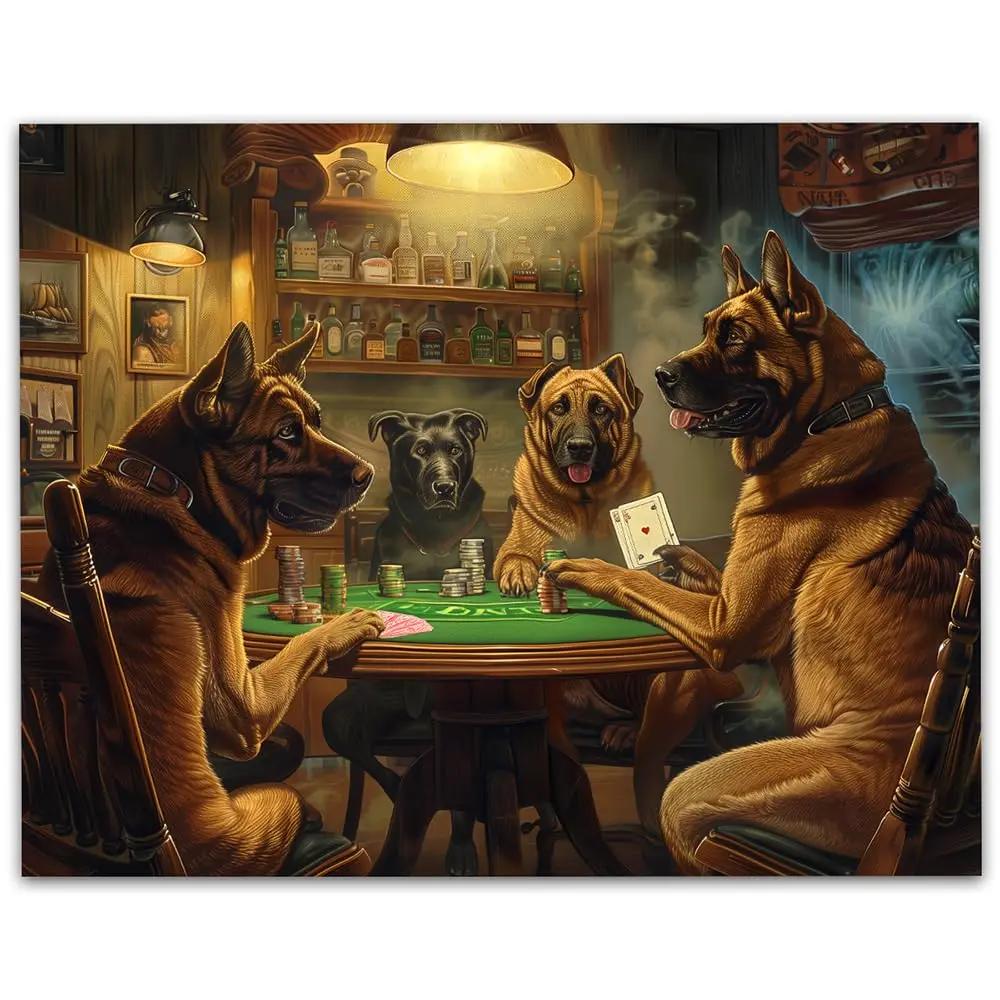 Dog Playing Poker Game Game Poster Tin Sign Cafe bar Home Wall Art Decoration Retro Metal Tin Sign 8x12 inch