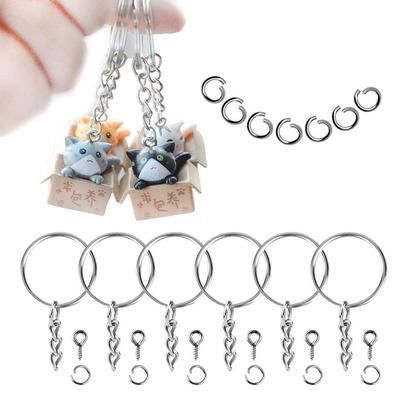 150Pcs Key Ring With Chain Split Jump Rings With Screw Eye Pins Diy Keychain