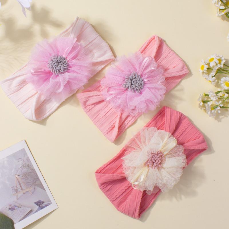 Hot-selling new children's headband cute mesh flower baby jacquard headscarf comfortable baby jewelry