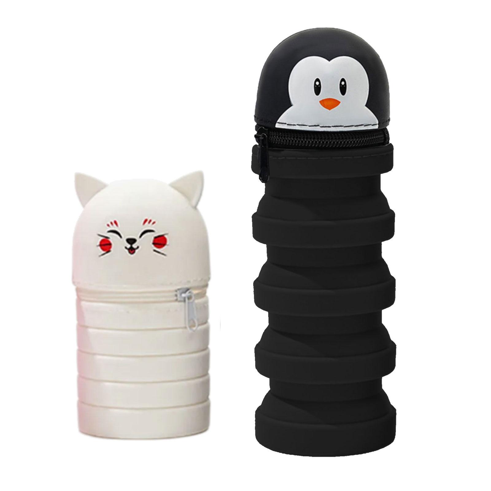 

2 шт. мультяшный чехол для ручки, телескопическая сумка для ручек, силиконовые чехлы для ручек на молнии, пенал, держатель для ручек для студентов A