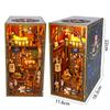 Bookshelf Set 3D Wooden Dollhouse DIY Book Nook Kit Assembly Puzzle Bookstand Home With Light Building Model Birthday Gifts Toys