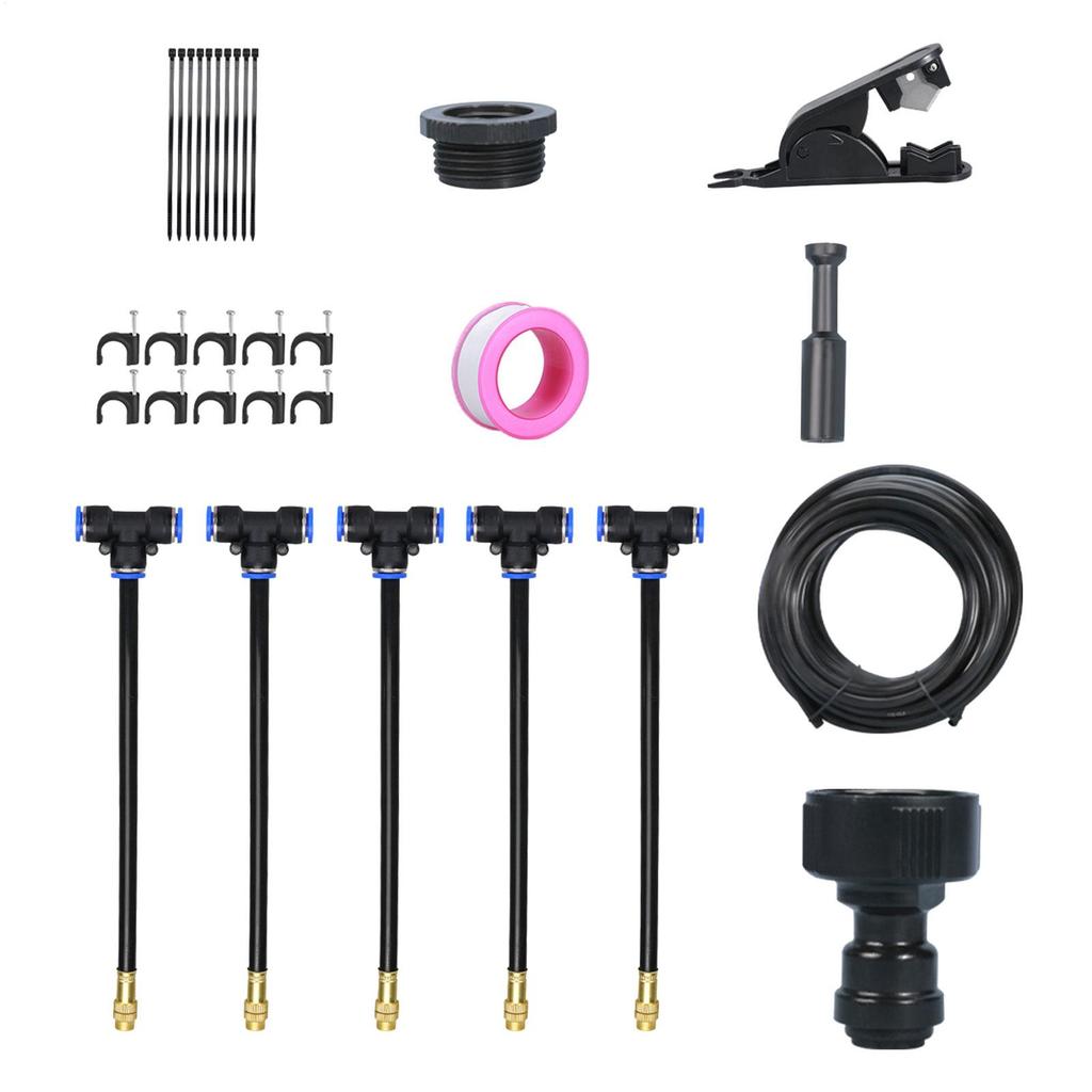5m Misting Cooling System Bendable Nozzles Atomizer Mesh Filter Sprayers Outdoor Garden Plant Fogging Watering Irrigation Kit