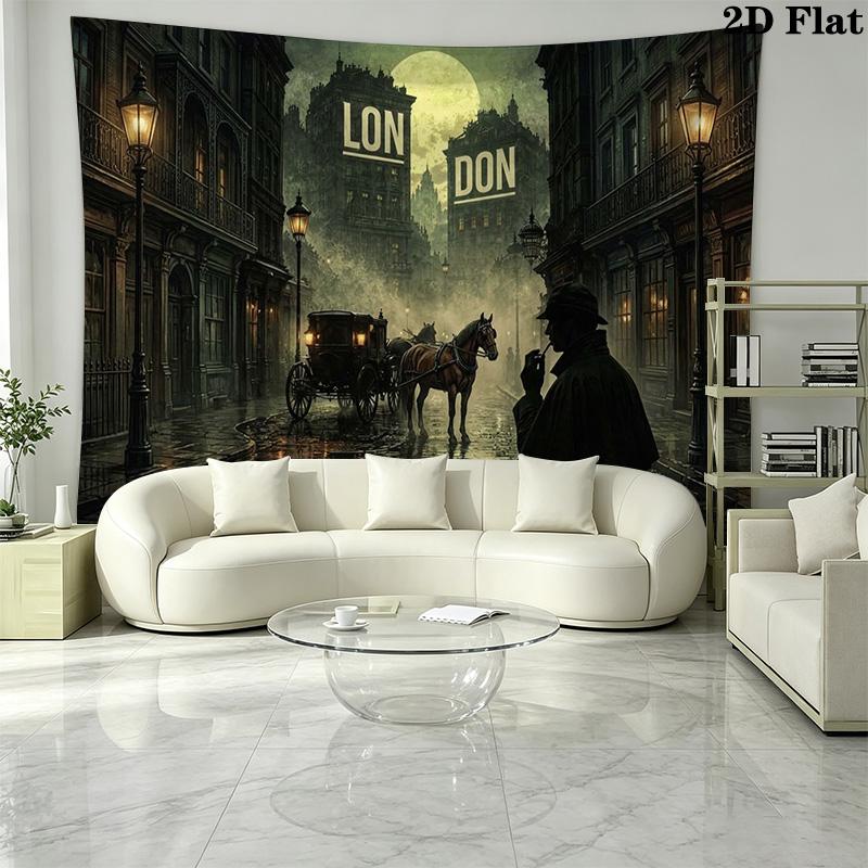 Tapisserie murale Sherlock Accroche murale esthétique Couverture en tissu imprimé Tapisseries décoratives pour chambre à coucher salon décoration intérieure