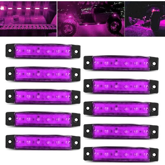 10 Pcs Purple LED Rock Strip Lights,Wheel Well Underglow Lighting Kits,Car Rock Lights Exterior Side Marker Lights For Wrangler Truck Golf Cart RV RV