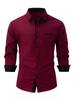 Men's Color Block Slim Fit Cotton Shirt - Long Sleeve, High-End Business Fashion