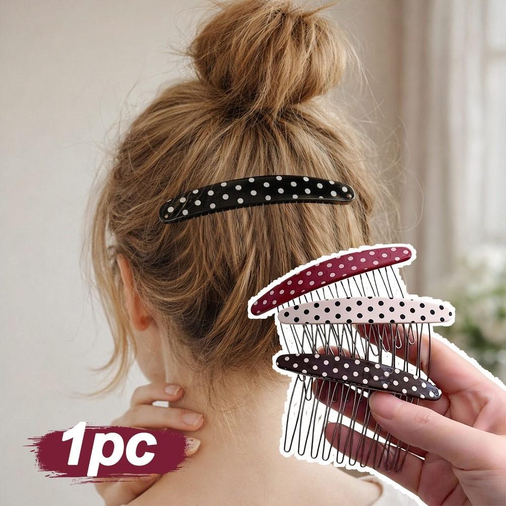 Polka Dot Comb Clip Non-Slip Bangs Hair Clip New Hair Side Combs  for Princess Hair Accessories