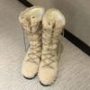 Fur Lined Thickened Snow Boots Women's Autumn Winter New Style Warm Cotton Rubber Upgraded Version Mid-Calf Boots