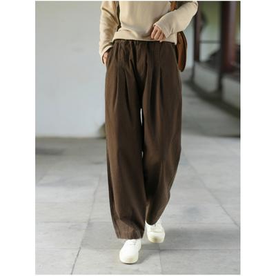 Women's Fall Loose Casual High Waist Pants Solid Color Designed Pants