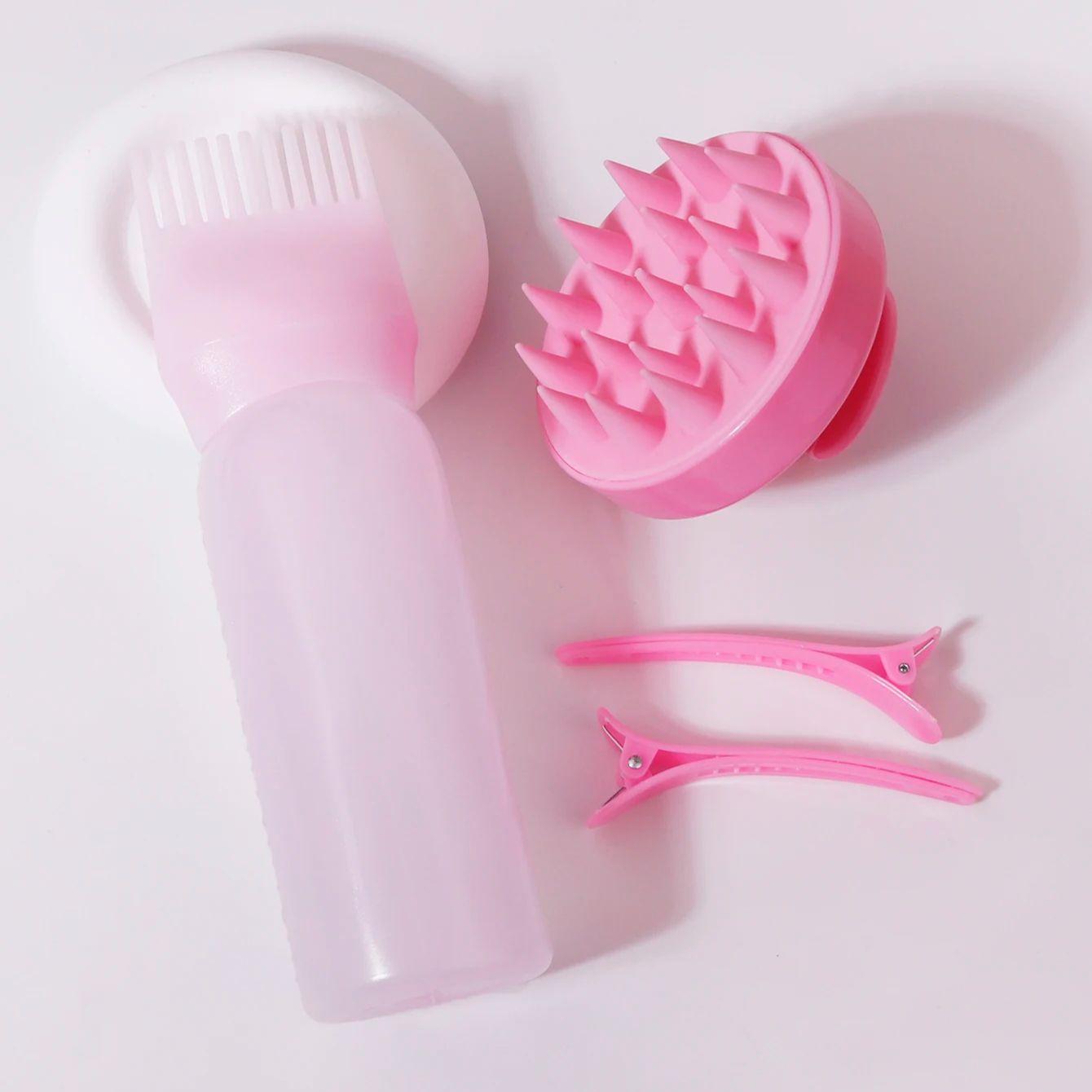 Набор из 4 аппликаторов-расчесок для корней, щеток для шампуня и 2 зажимов для укладки волос, щетка для массажа кожи головы, специально для париков из натуральных волос