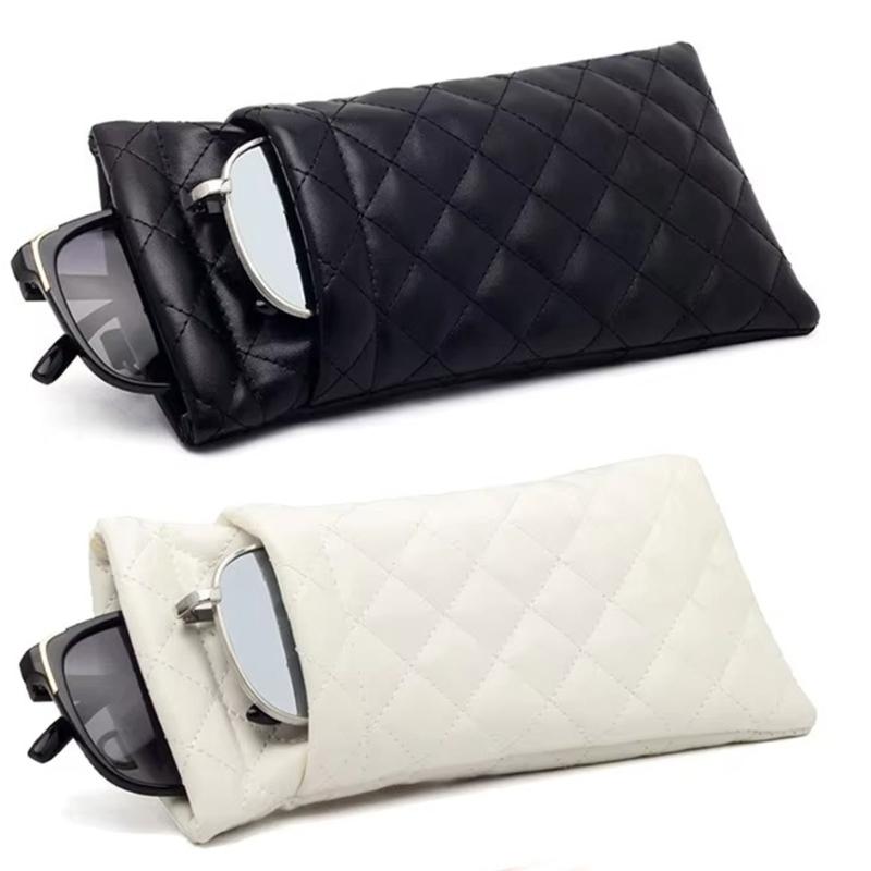 Double Compartment Eyeglass Organizers With Squeeze Top Closure And Strap For Women Multiple Color Option