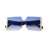 Fashion Gradient Square Rimless Sunglasses for Women Men Designer Trendy Blue Lens Oversize Sun Glasses UV  S61G