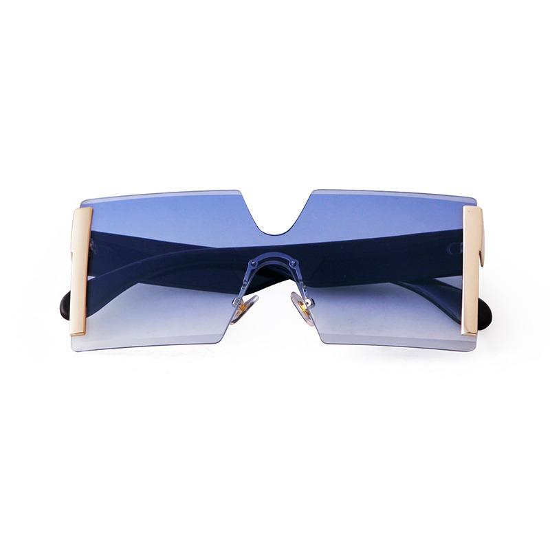Fashion Gradient Square Rimless Sunglasses for Women Men Designer Trendy Blue Lens Oversize Sun Glasses UV S61G