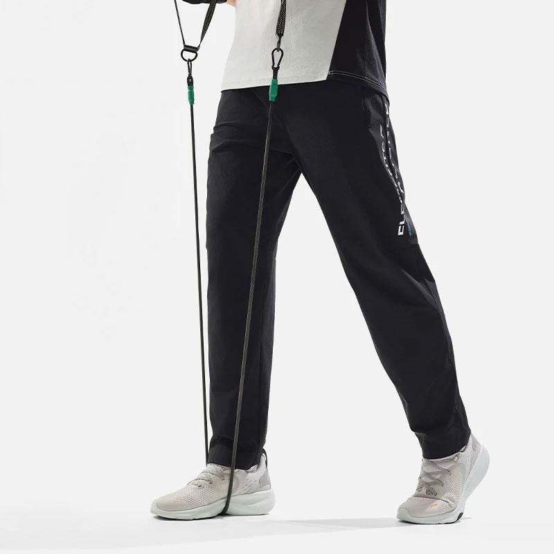 Li-Ning Fitness Series Letter Print Straight Leg Water Resistant Sports Pants Men Bottoms Black AYKU381-1