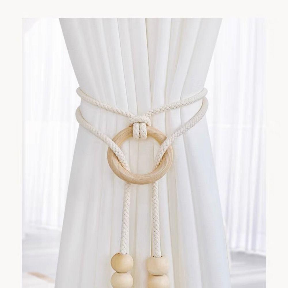 2Pcs Minimalist Macrame Curtain Tiebacks Handcrafted Boho Curtain Tiebacks Farmhouse Decor