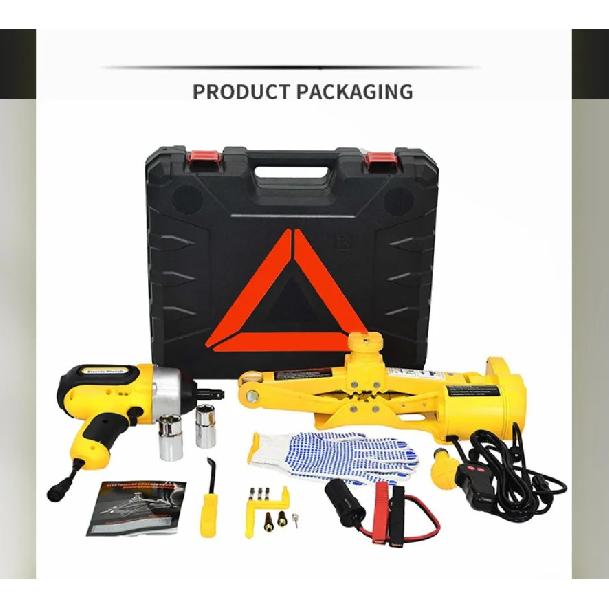 Electric Car Jack Kit, 3T 12V, Portable Electric Scissor Car Lift Kit, Impact Wrench, Tire Changing Kit