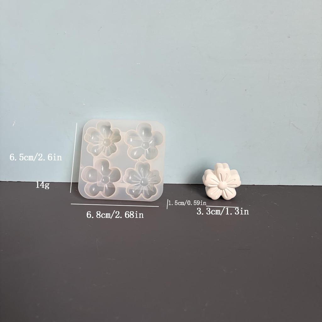 

4-Cavity Mixed Size Flower Silicone Mold 3D Sakura Sunflower Chrysanthemum Mold for Handmade Candle Soap Plaster Resin Craft