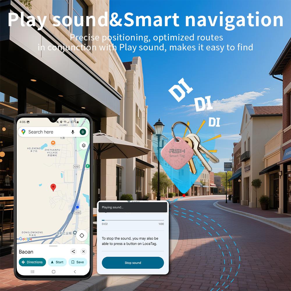 RSH Android GPS Tracker Work With Google's Find Hub Key Finder New Eco Smart Tag for Xiaomi Samsung Pixel Huewei Global Tracking