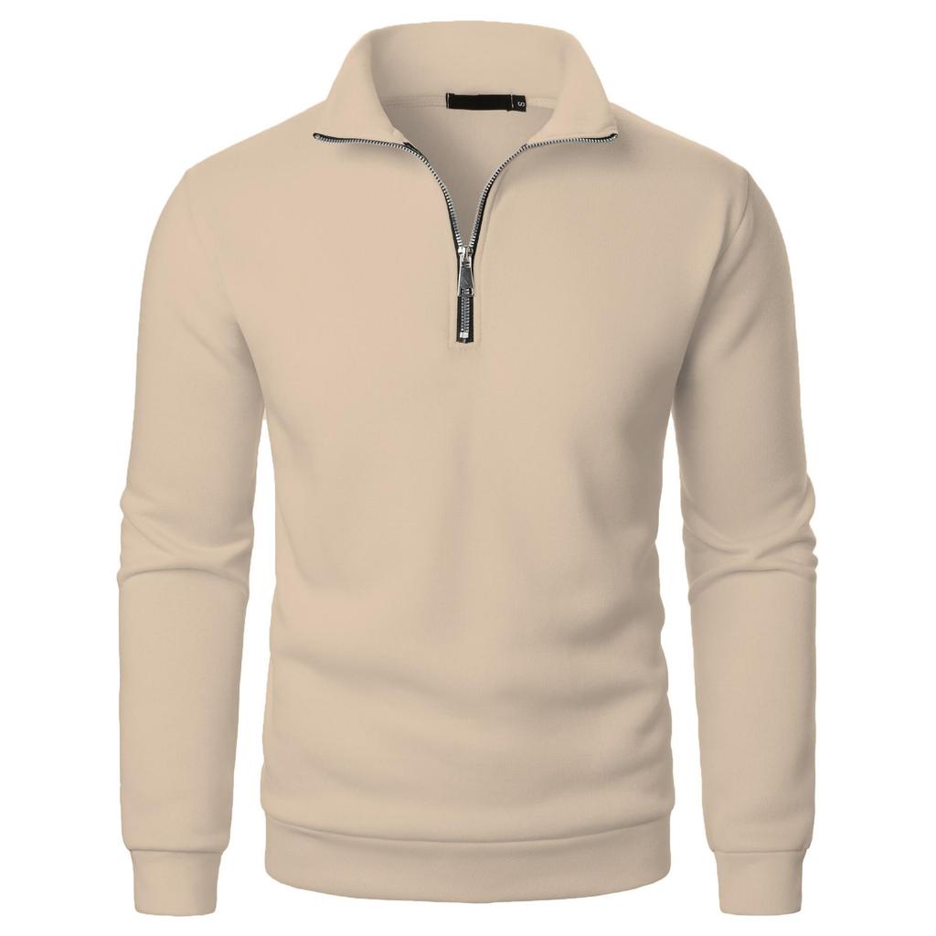 Men's Solid Color Stand Collar Casual Pullover Sweatshirt