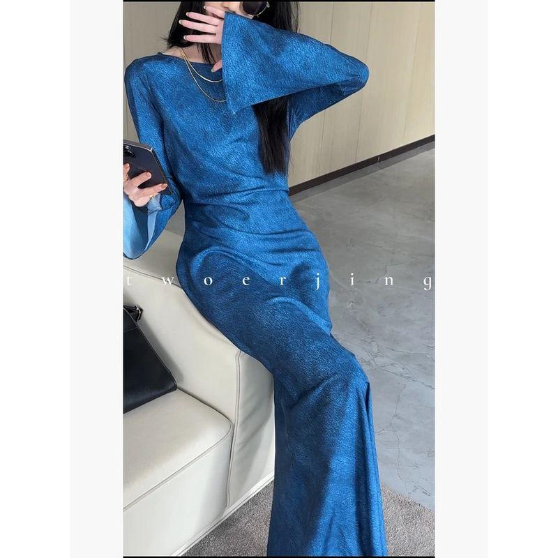 

2025new // SS Two Static Son (Yu Meiren) Casual Charm about Dress Cx9886 Azure Blue S