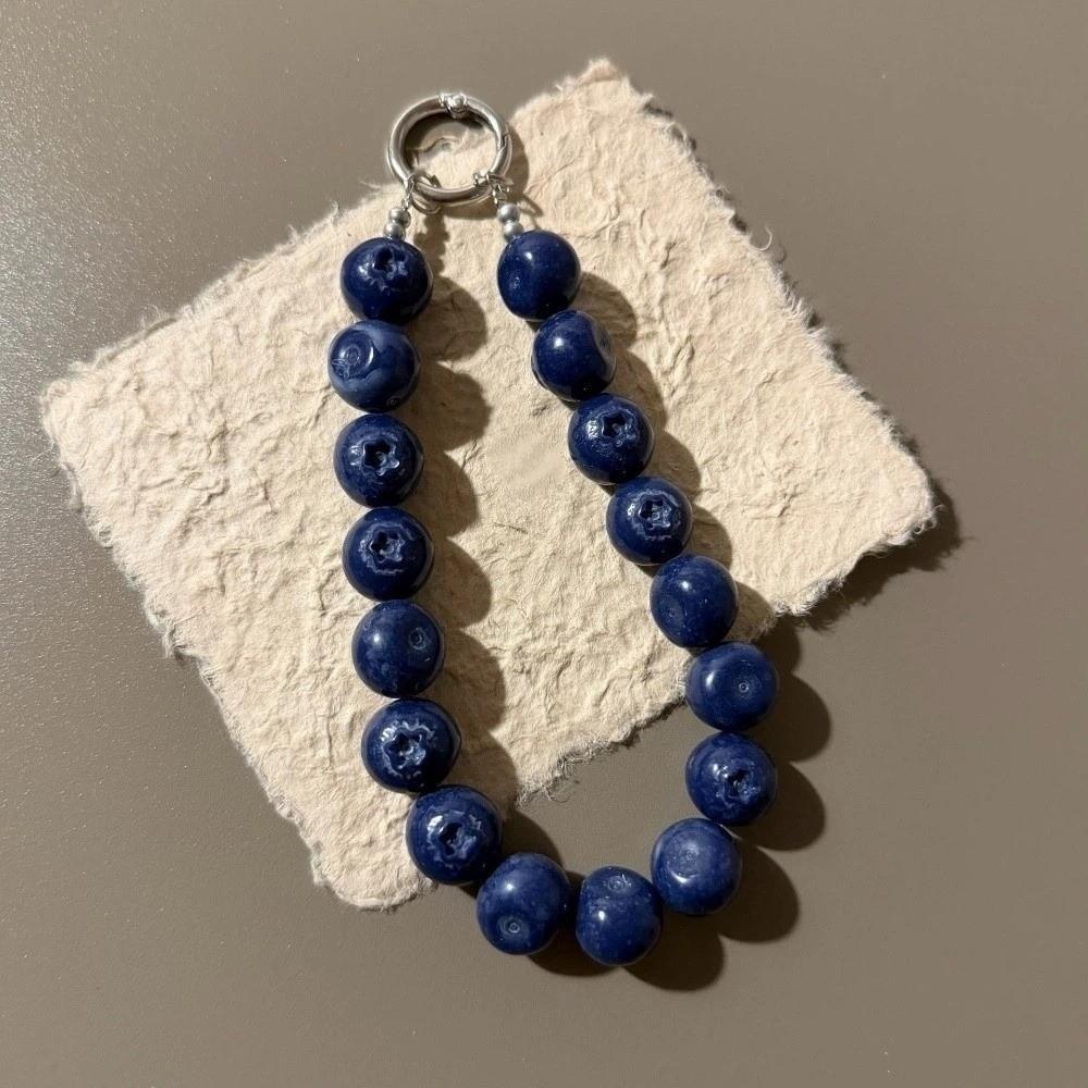 Blueberry Bag Charm Strawberry Mobile Phone Chain Fashion Fruit Beads Keychain Backpack Hanging
