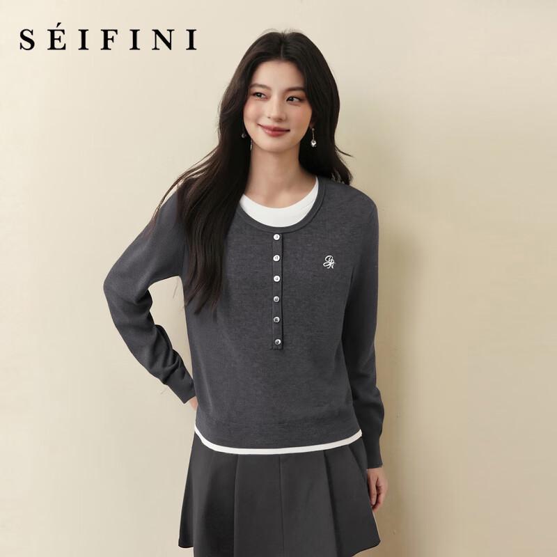 

SEIFINI Women s Faux Two-Piece Knit Pullover Sweater 3GA432511 S