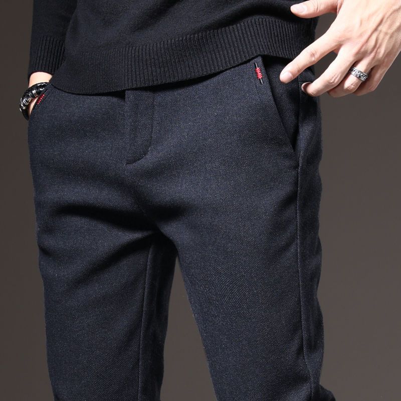 Herren Straight Leg Lange Alltagshose Lässig Gerade Slim Fit Schmales Bein Hose Stilvoller Herrenanzug Arbeit Mode Blau Grau Hose