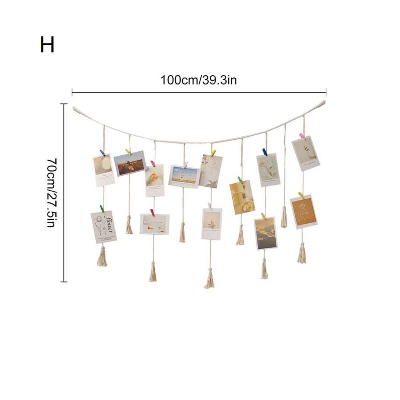 Hanging Photo Display Wooden Bead Garland Boho Wall Hanging For Bedroom Living Room Dorm Party Decor Teen Girl Gifts