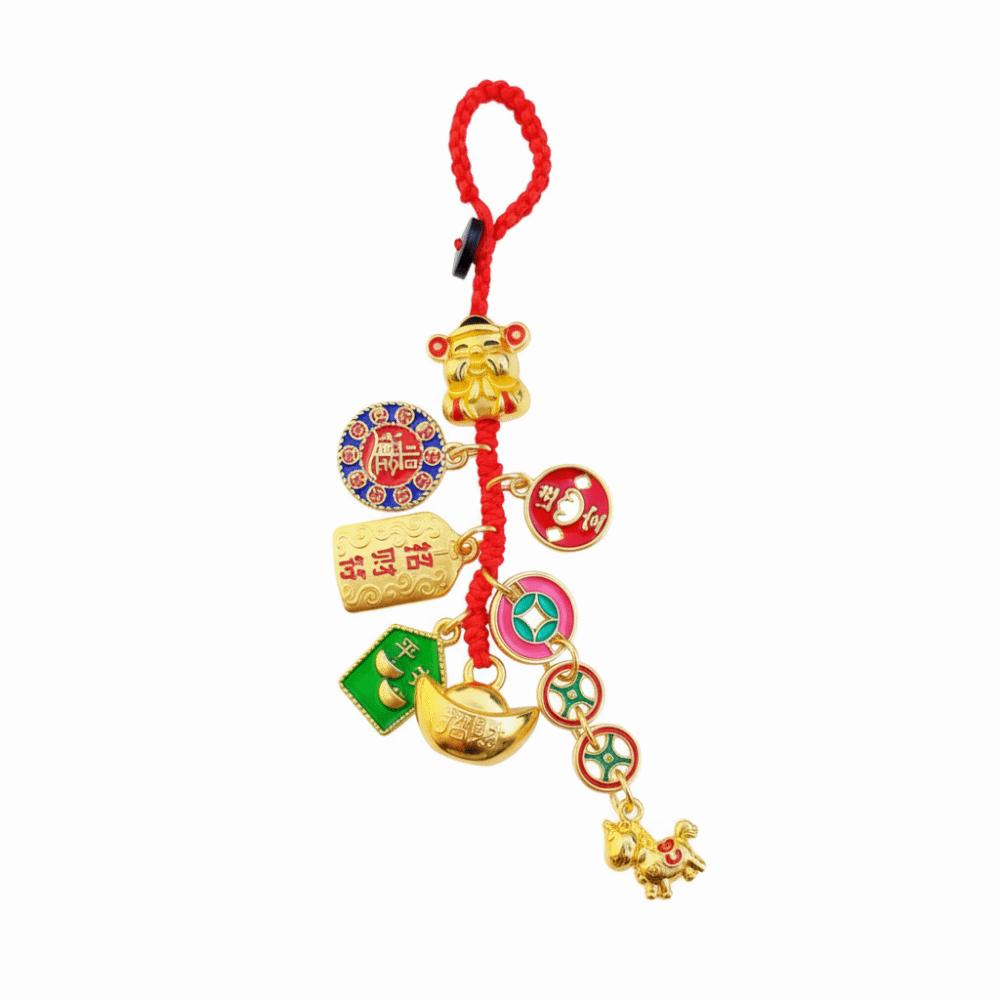 Retro Chinese Phone Chain Cute Fortune God Keyring Hand-woven Plutus Lucky Keychain  Decoration