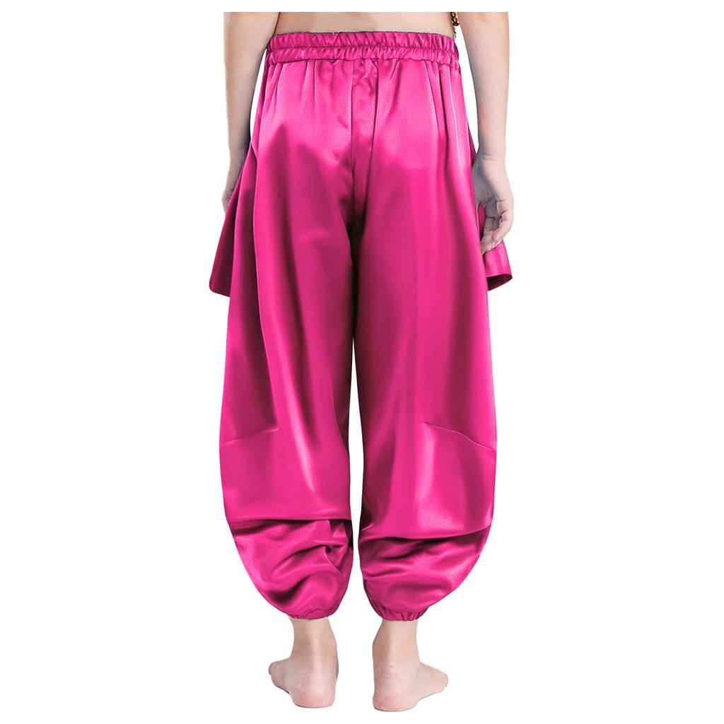 Mädchen Bauchtanzhose Einfarbiges Design mit gerüschtem halb-elastischem Bund Haremstil für Auftritte