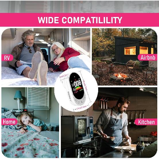 Upgraded Combination Natural Gas Leak Detector and Carbon Monoxide Detectors, 4-in-1 Plug-in Wall Design CO & Gas Detector with HD Screen&Indicator