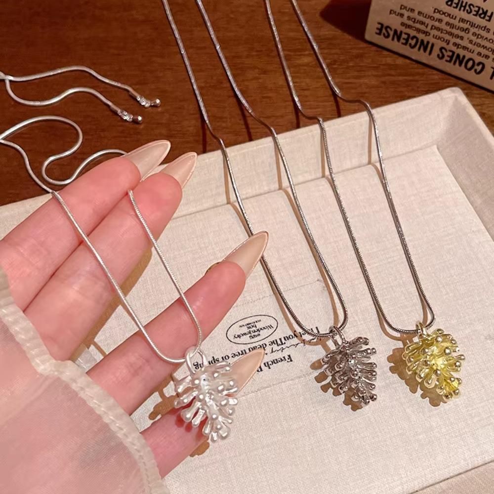 Snake Bone Chain Pinecone Necklace Jewelry Adjustable Length Geometric Necklace Women