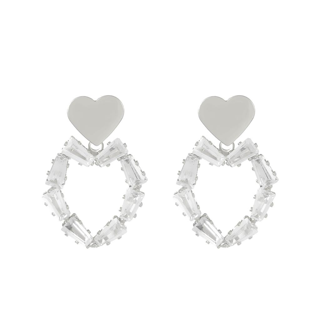 High Quality Light Luxury Full Diamond Exaggerated Chain Fringed Earrings Femininity Love Rhinestone Earrings Internet Celebrity Earrings Wholesale